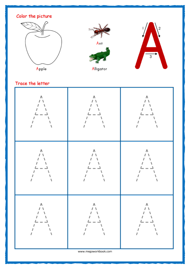 Math Worksheet ~ Capital Letter Tracing With Crayons 01