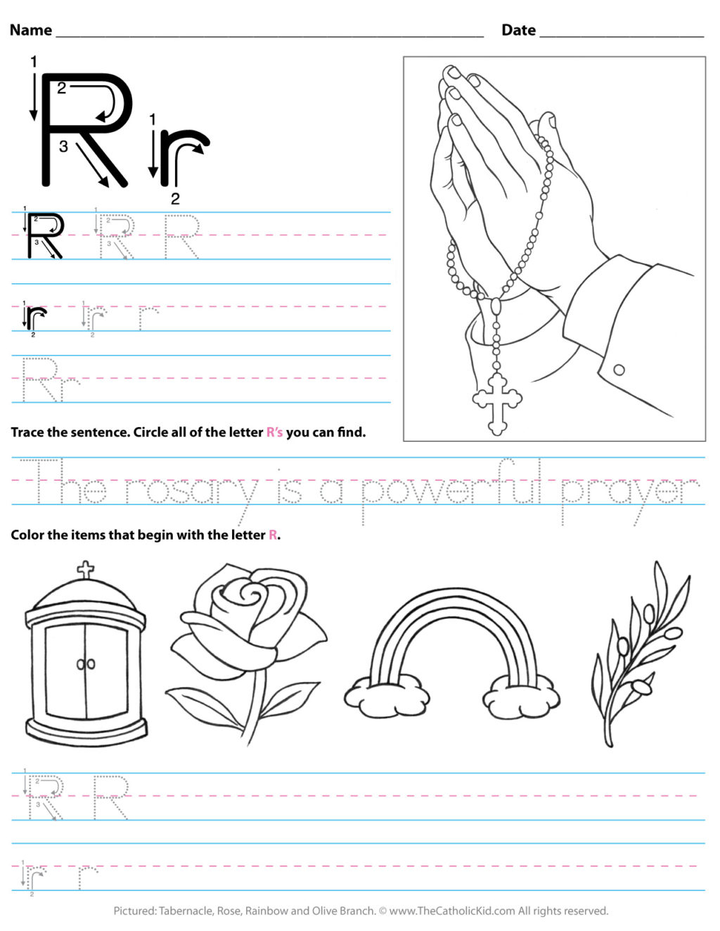 Math Worksheet ~ Catholic Alphabet Letter R Worksheet in Letter R Worksheets Preschool