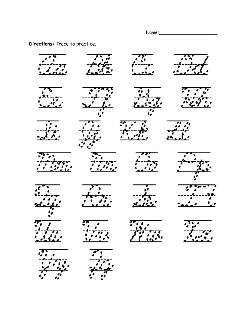 Math Worksheet ~ Free Printable Cursive Alphabet Writing