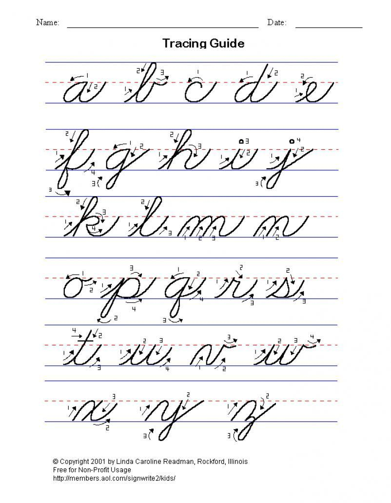 Math Worksheet : Practice Cursive Alphabet Template