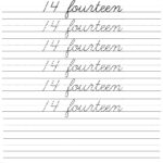 Math Worksheet ~ Printable Number Fourteen Cursive For Name Tracing In Cursive