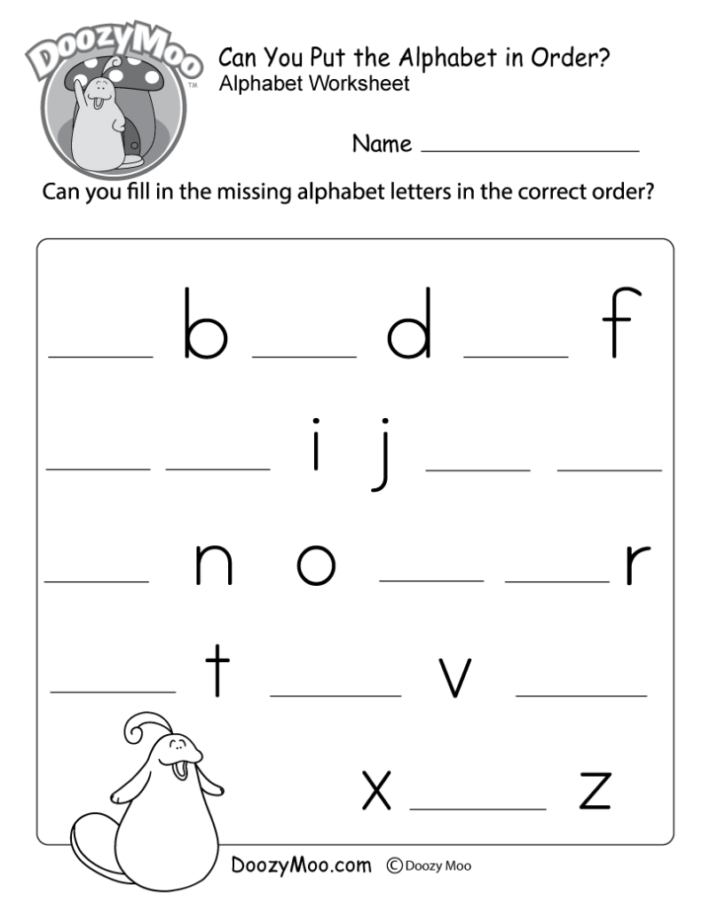 Missing Letter Worksheets (Free Printables)   Doozy Moo In Letter A Worksheets Free