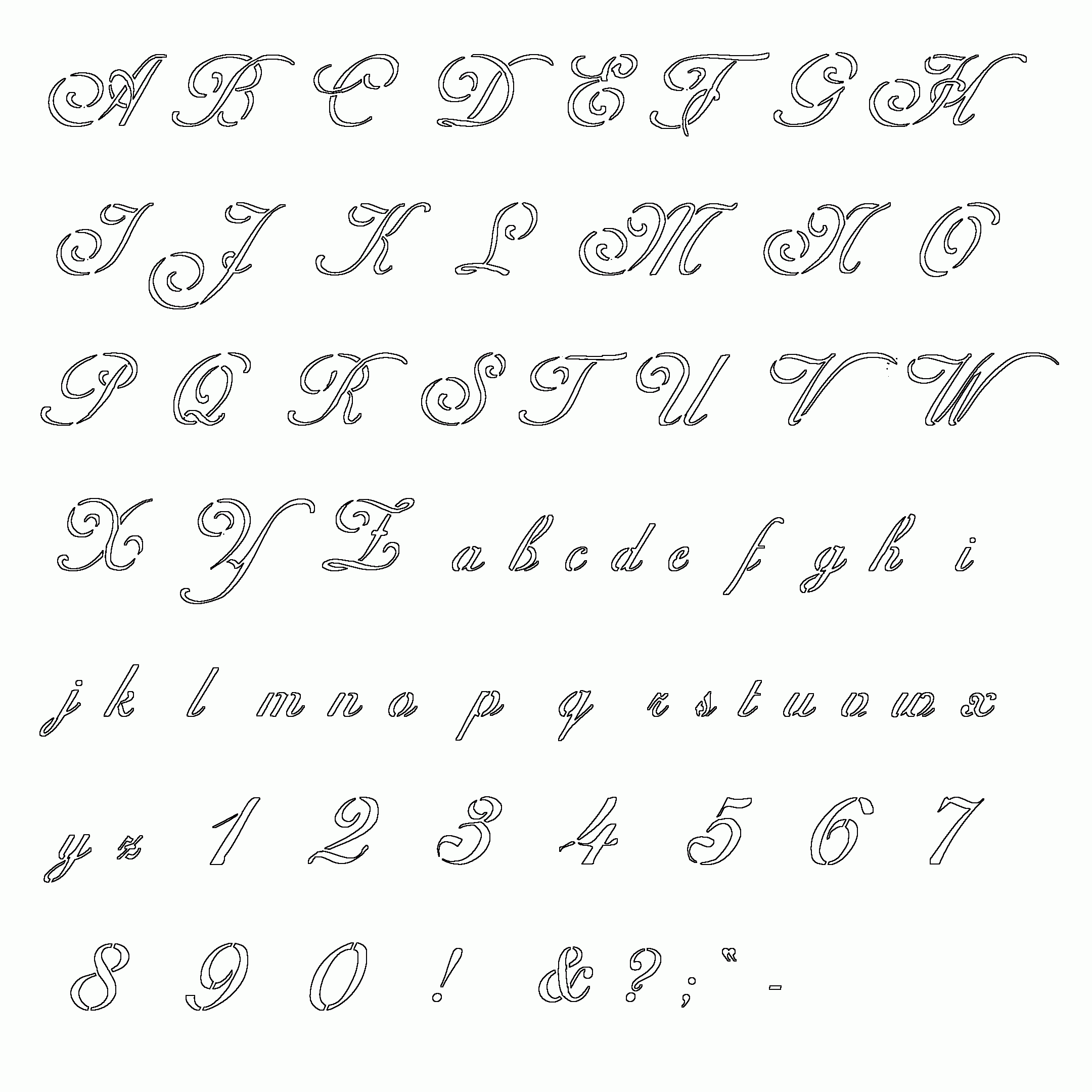 Cursive Alphabet Outline | AlphabetWorksheetsFree.com