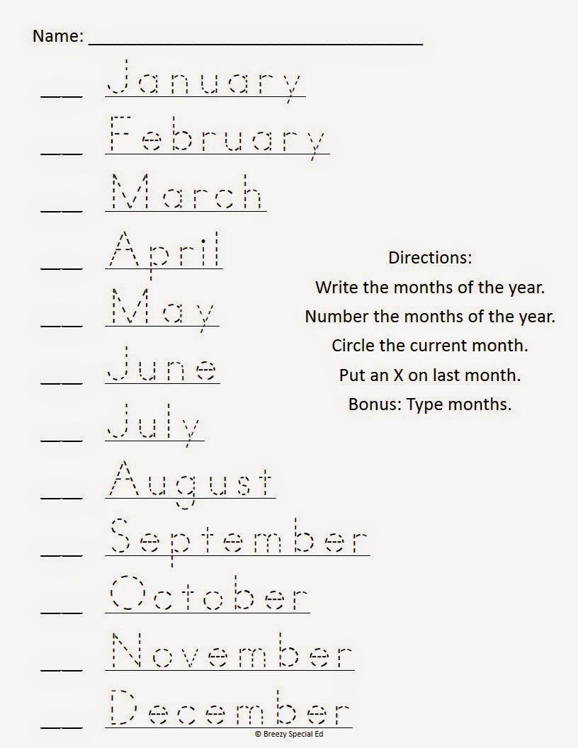 Months Of The Year Tracing Worksheets Slide2 Simple