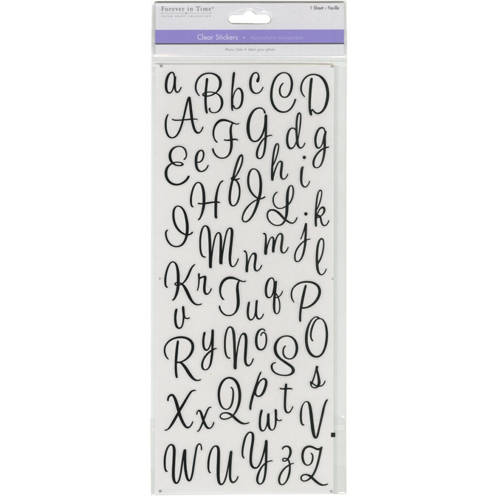 Multicraft Letters & Numbers Medley Clear Stickers Black Cur   Black  Cursive Alphabet