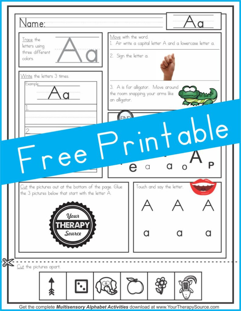 Multisensory Alphabet Freebie   Your Therapy Source Throughout Alphabet Worksheets Vk