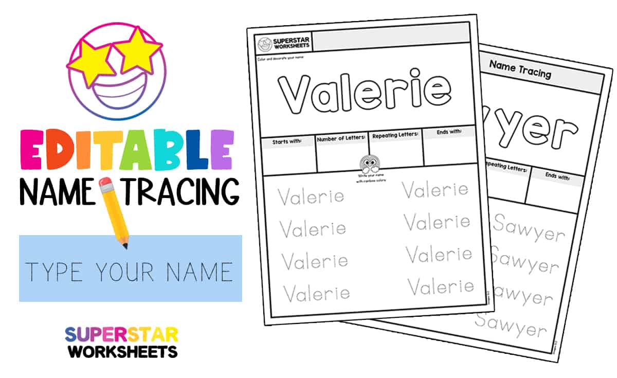 Name Tracing Worksheets - Superstar Worksheets in Name Tracing Line