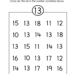 Number 13 Writing, Counting And Identification Printable