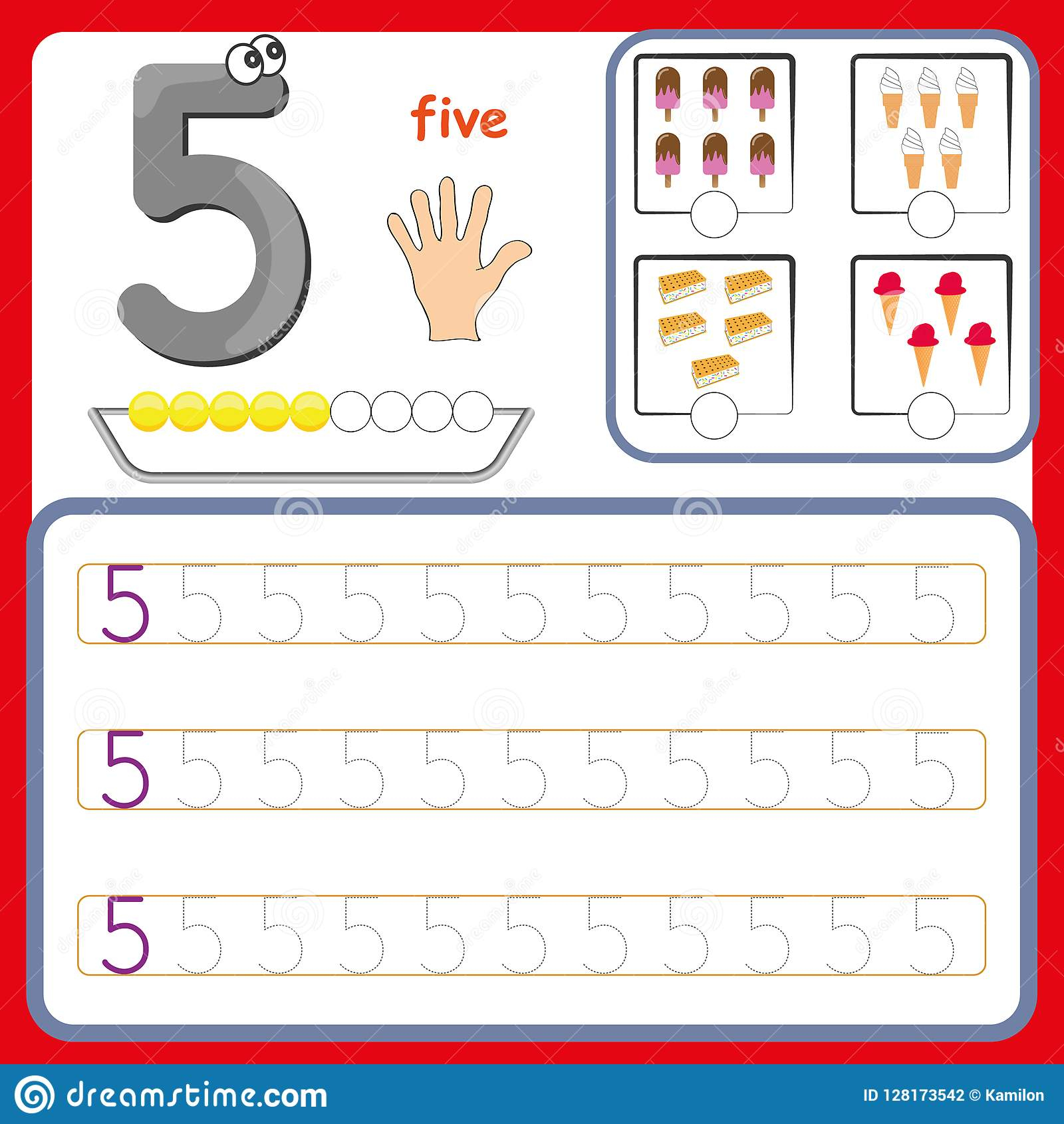 Preschool Number Tracing Worksheet | AlphabetWorksheetsFree.com