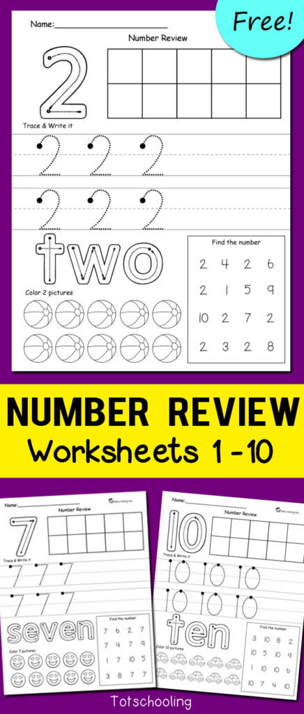 Number Review Worksheets | Totschooling   Toddler, Preschool