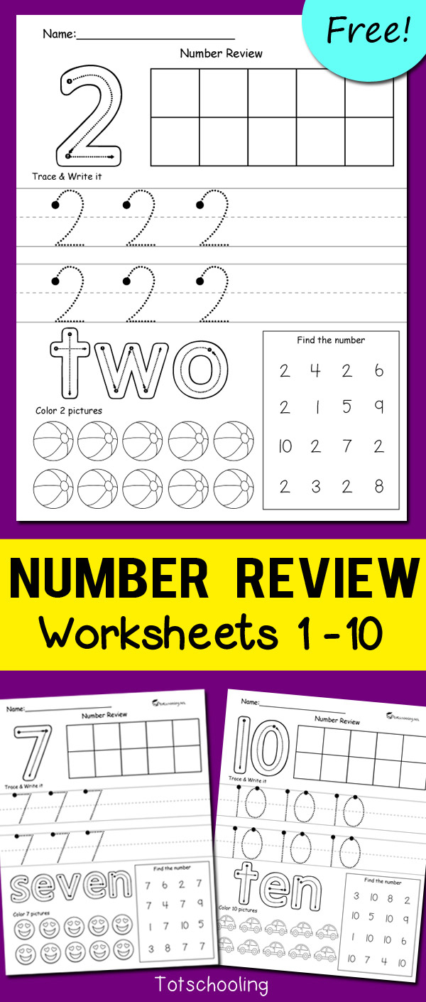 Number Review Worksheets | Totschooling - Toddler, Preschool