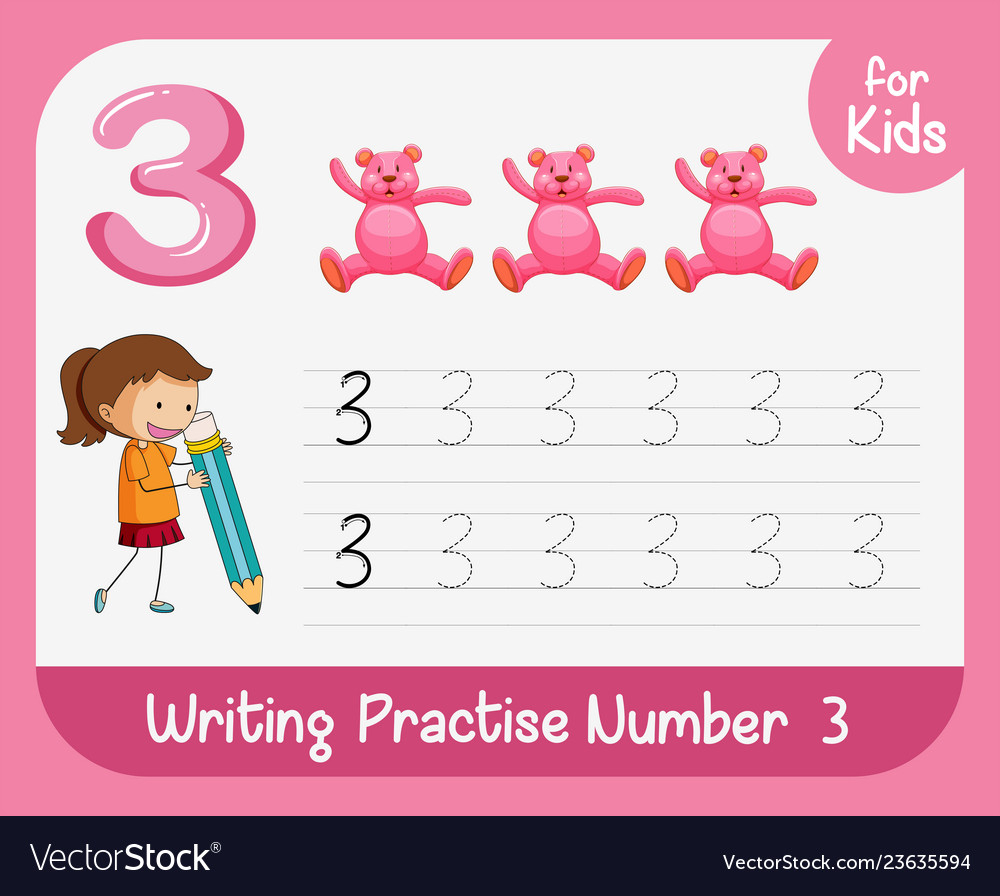 Number Three Tracing Alphabet Worksheets