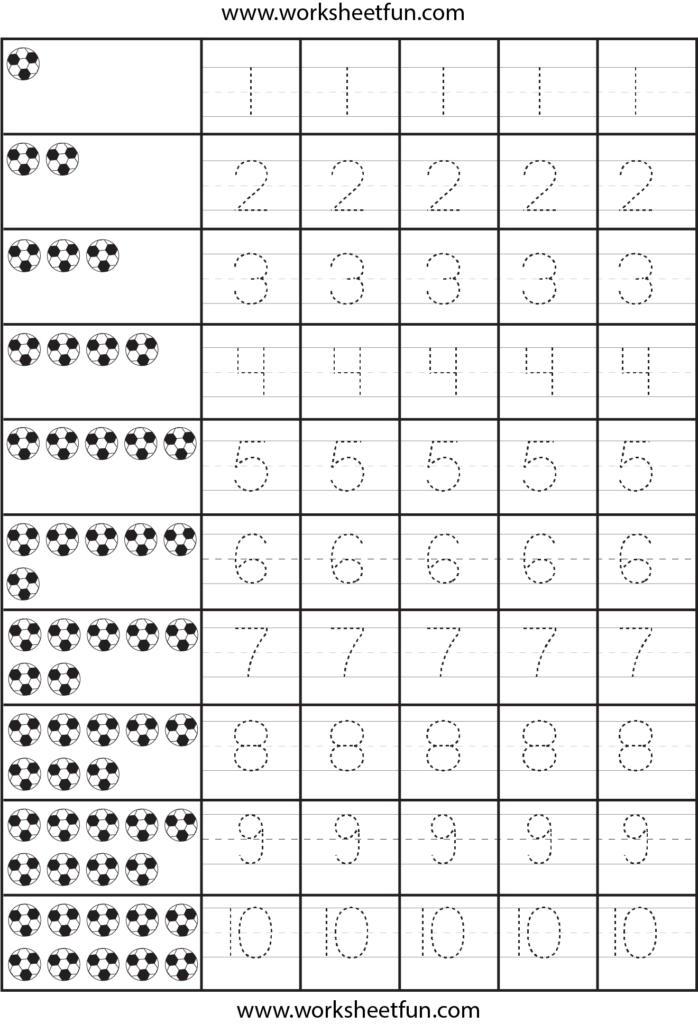 Number Tracing – 1 10 – Worksheet | Free Preschool