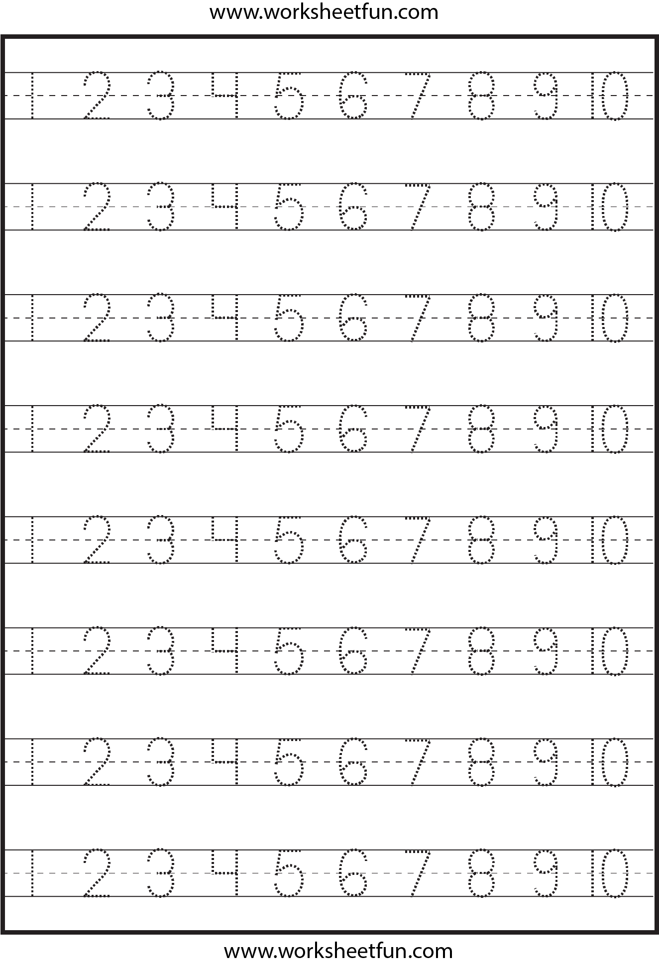Number Tracing 1-10 - Worksheet | Free Preschool Worksheets