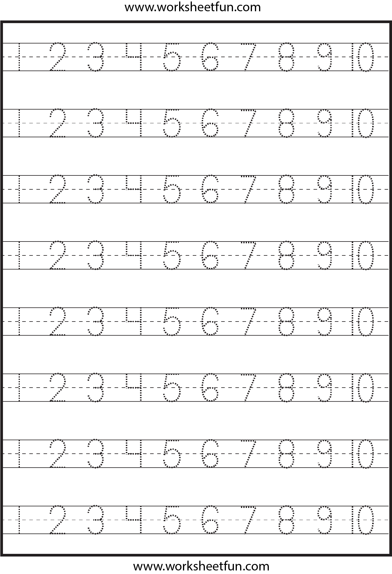 Number Tracing 1-10 - Worksheet | Free Preschool Worksheets with Letter 10 Worksheets