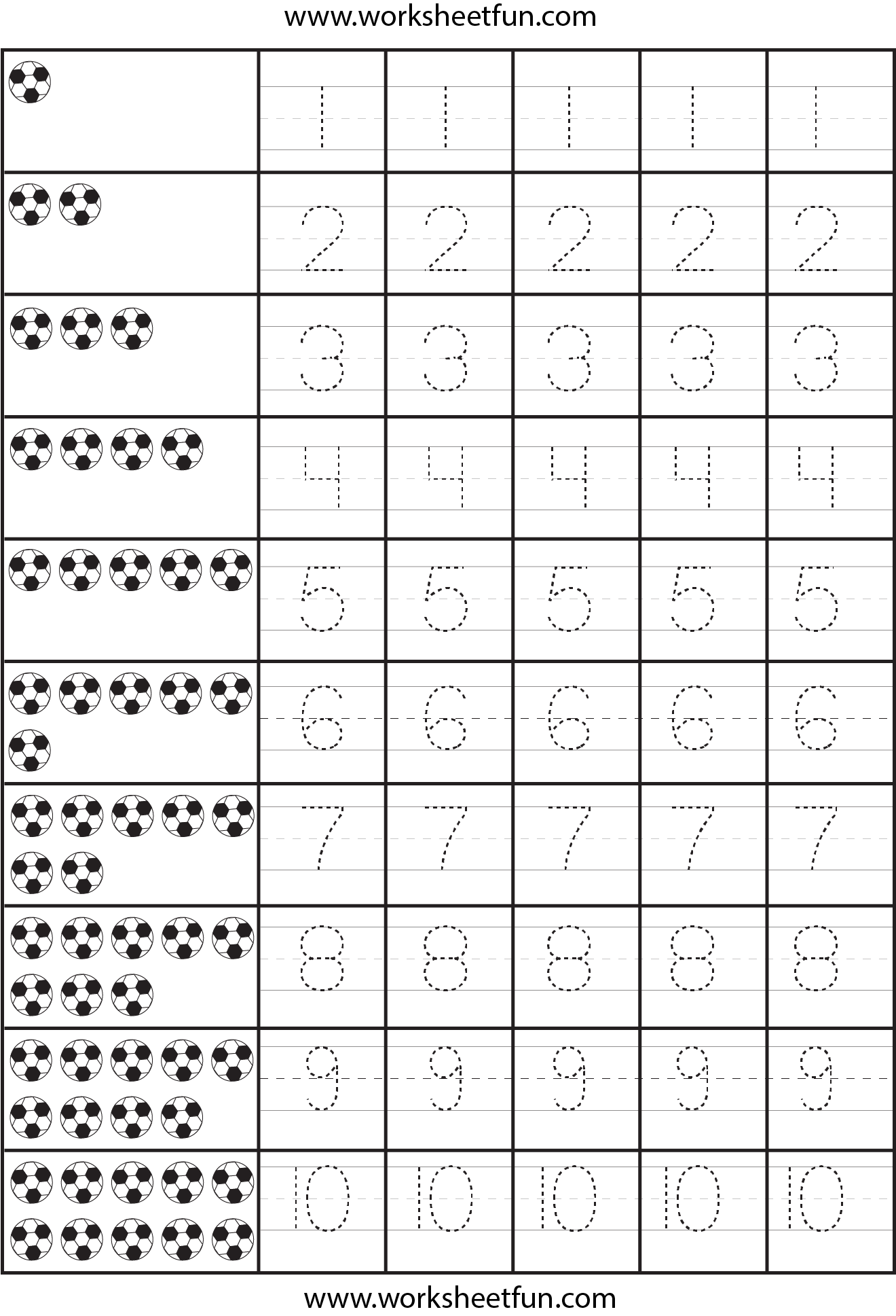 Number Tracing – 1-10 – Worksheet | Free Preschool