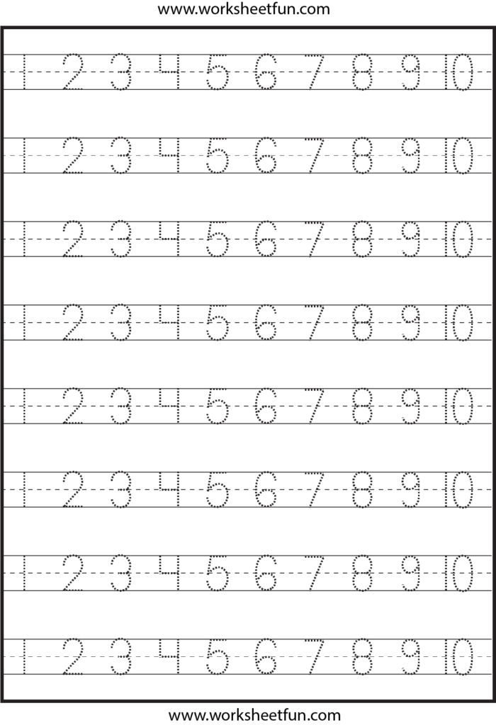 Number Tracing – 1 10 – Worksheet / Free Printable