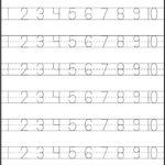 Number Tracing – 1 10 – Worksheet / Free Printable With Regard To Letter 10 Worksheets