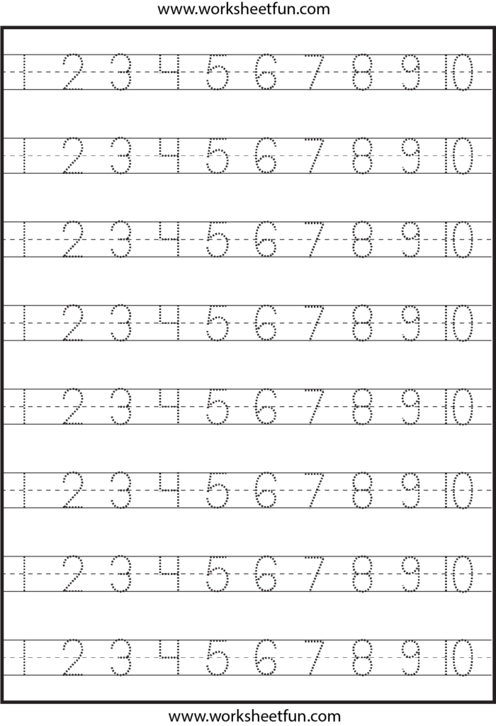 Number Tracing 1 10   Worksheet | Okul Öncesi Çalışma