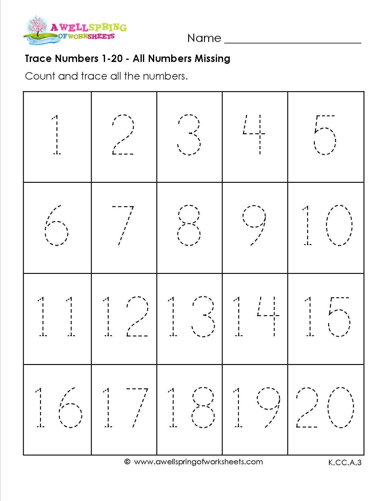 Number Tracing 1 20 Worksheet Generator | Printable