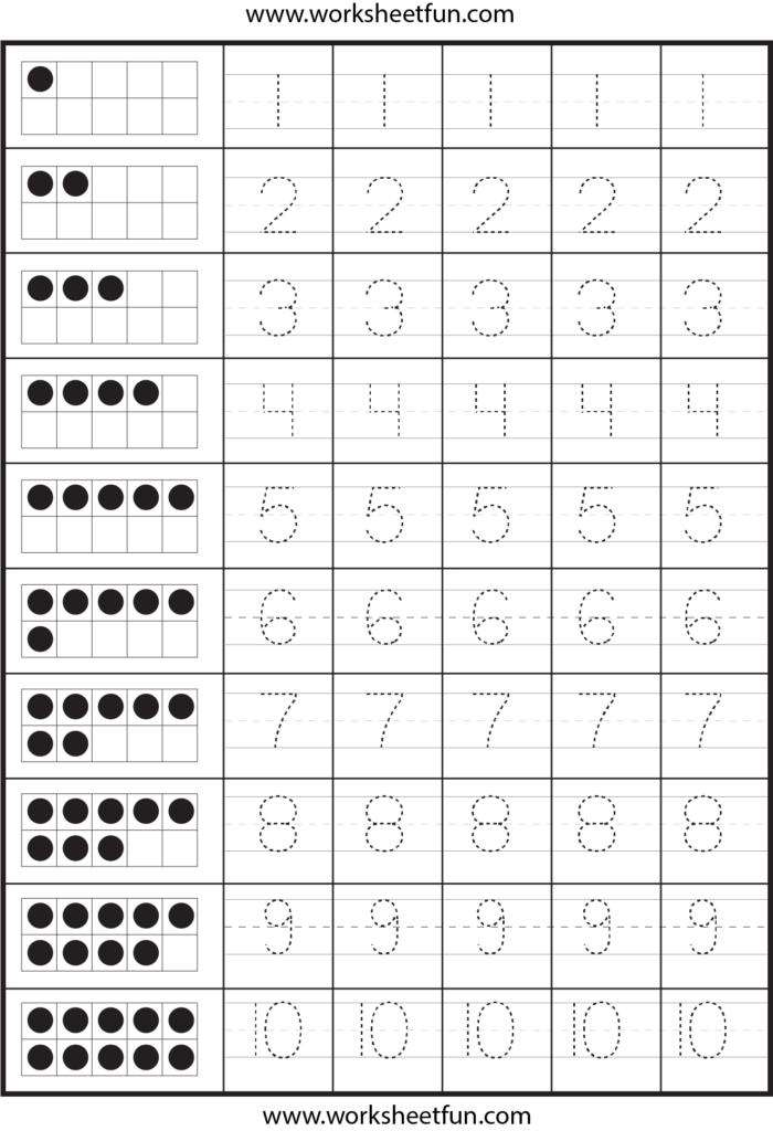 Number Tracing – 2 Worksheets / Free Printable Worksheets