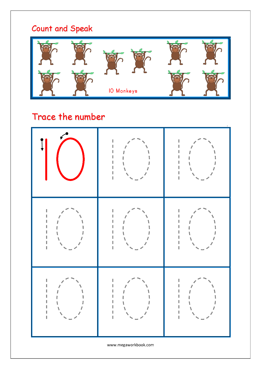 Number Tracing - Tracing Numbers - Number Tracing Worksheets for Alphabet Tracing Worksheets 1-10 Pdf