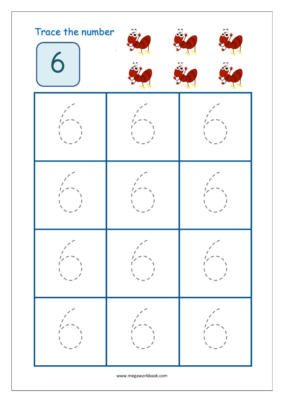 Number Tracing - Tracing Numbers - Number Tracing Worksheets in Letter 6 Worksheets