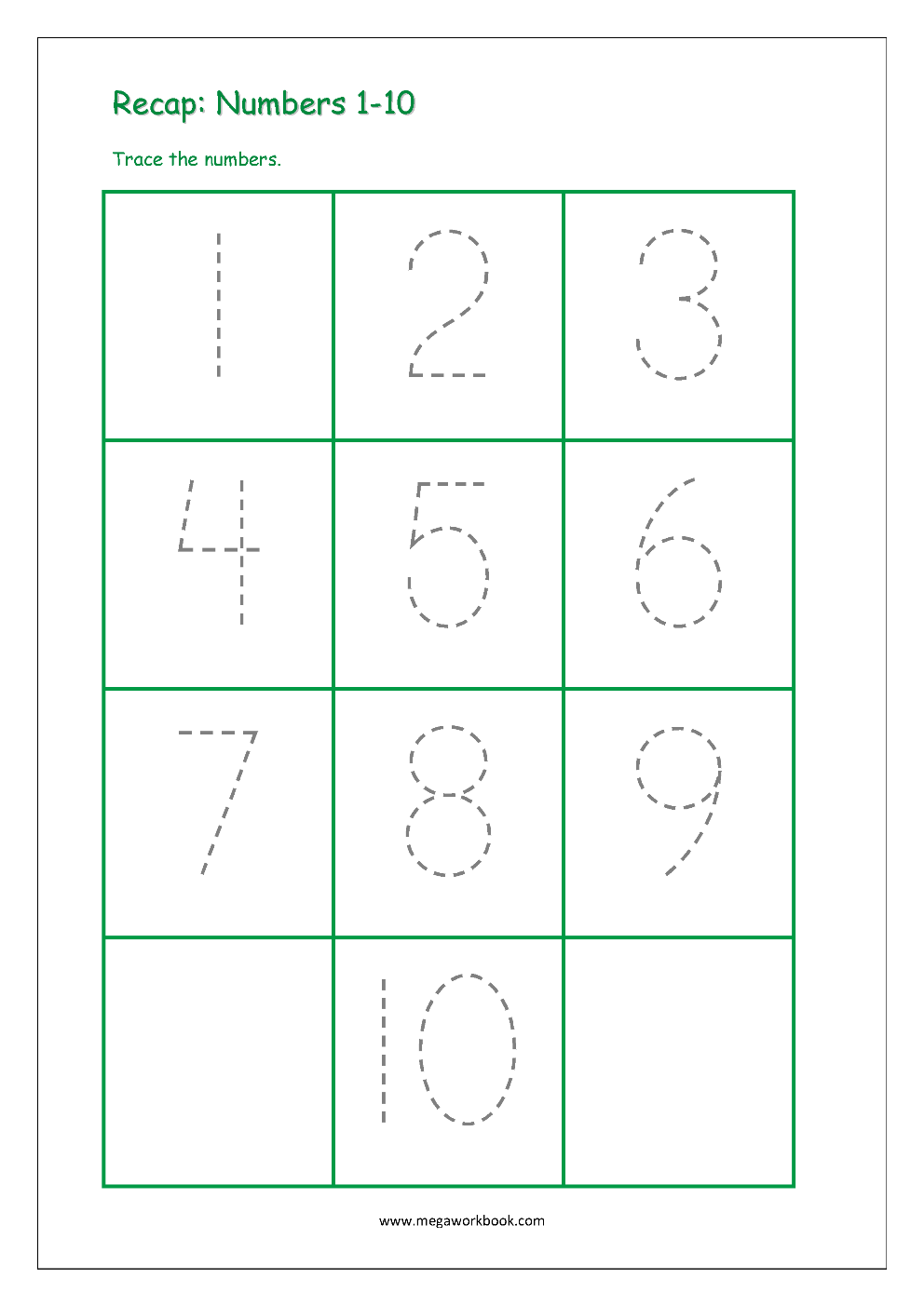 Number Tracing - Tracing Numbers - Number Tracing Worksheets intended for Alphabet Tracing Worksheets 1-10 Pdf