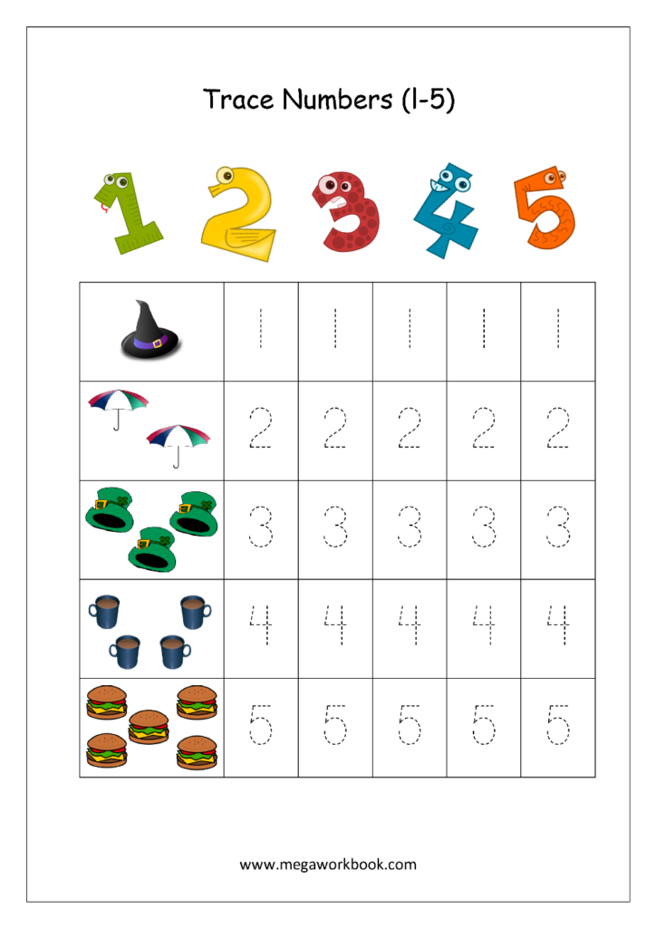 Number Tracing   Tracing Numbers   Number Tracing Worksheets With Letter 5 Tracing