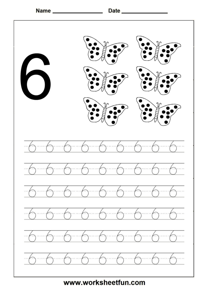 Number Tracing Worksheet   6 | Fichas De Trabalho