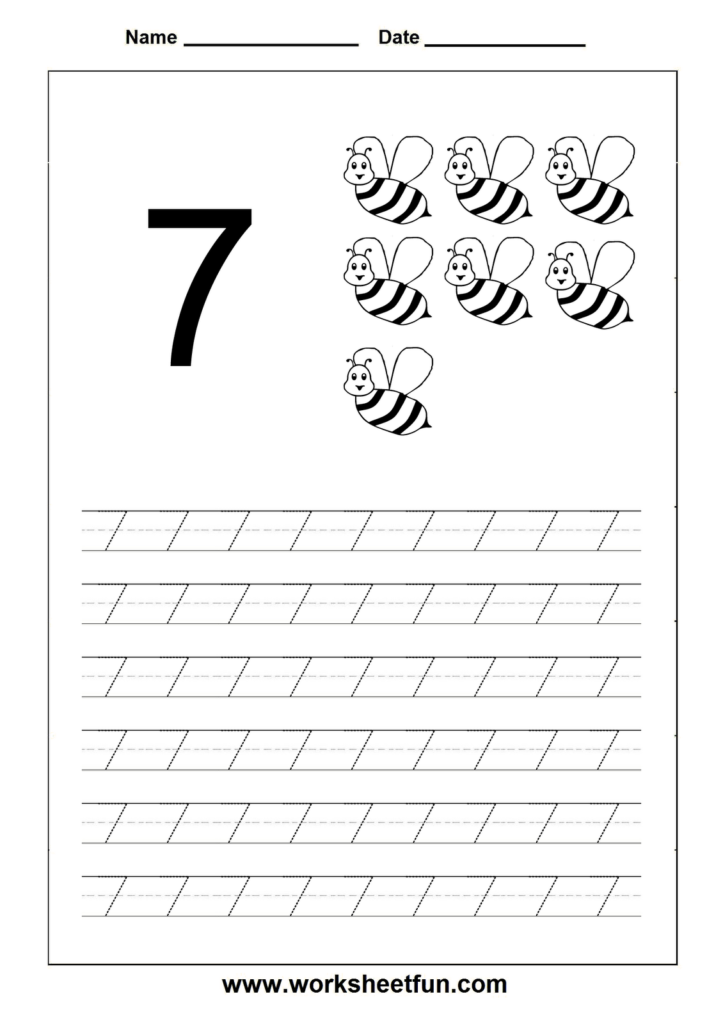 Number Tracing Worksheet   7 | Numbers Preschool, Tracing