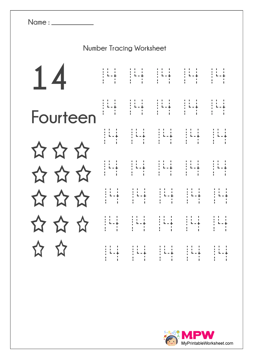 Number Tracing Worksheets 1-20, Dotted Line Number Tracing 1-10