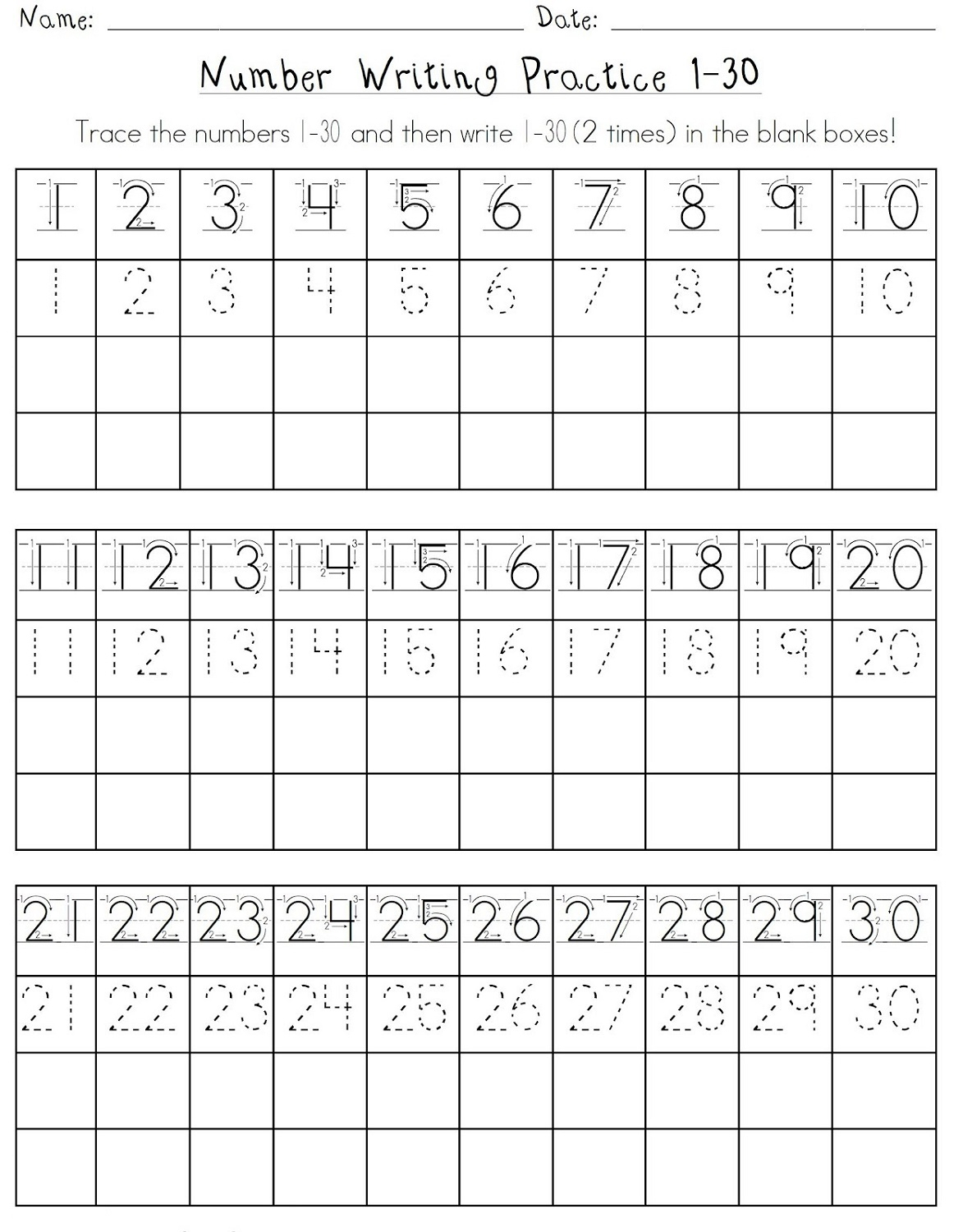 Number Tracing Worksheets 1 50 | Printable Worksheets And