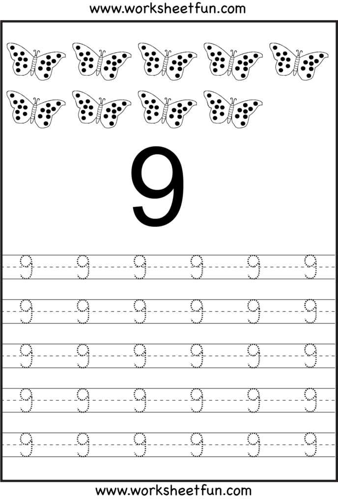 Number Tracing Worksheets For Kindergarten  1 10 – Ten