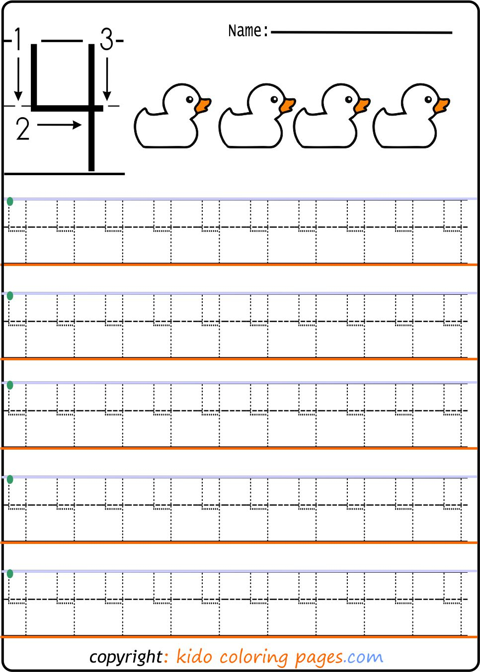Number Tracing Worksheets For Preschool Kids Coloring