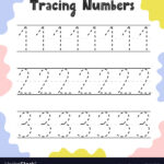 Numbers 1 2 3 Tracing Practice Worksheet