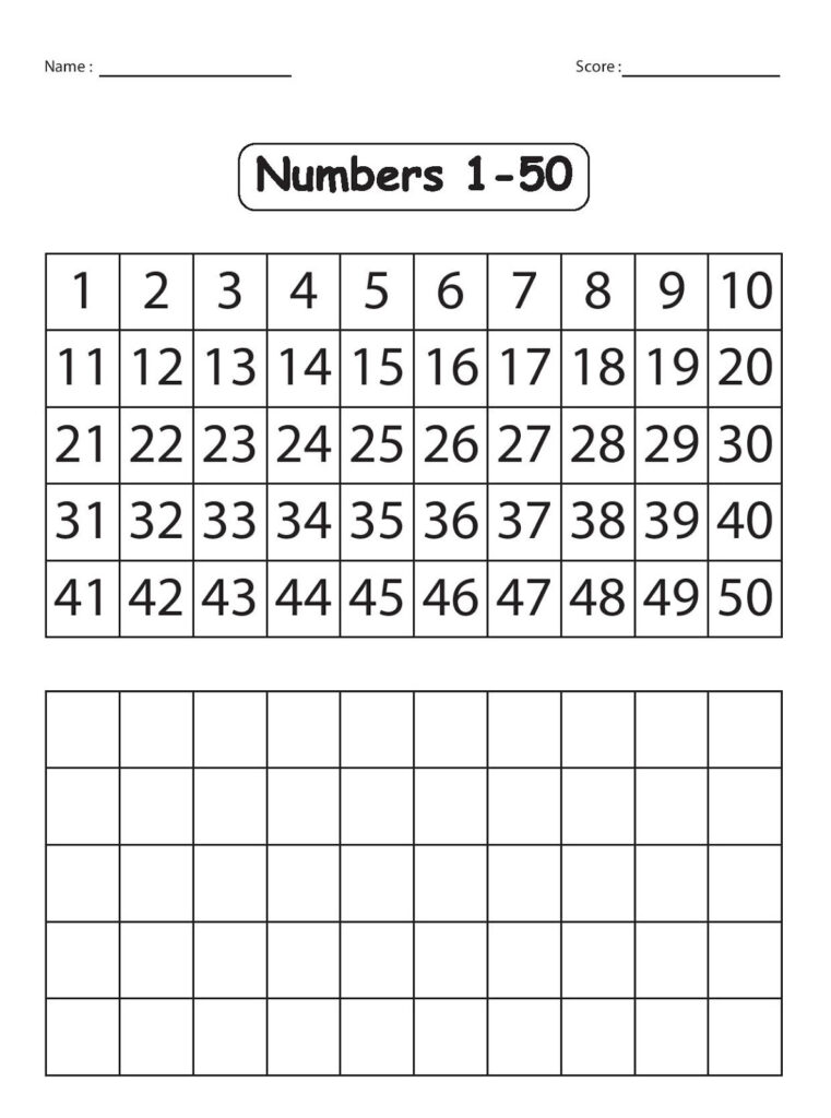 Numbers 1 50 Worksheets | Kids Activities