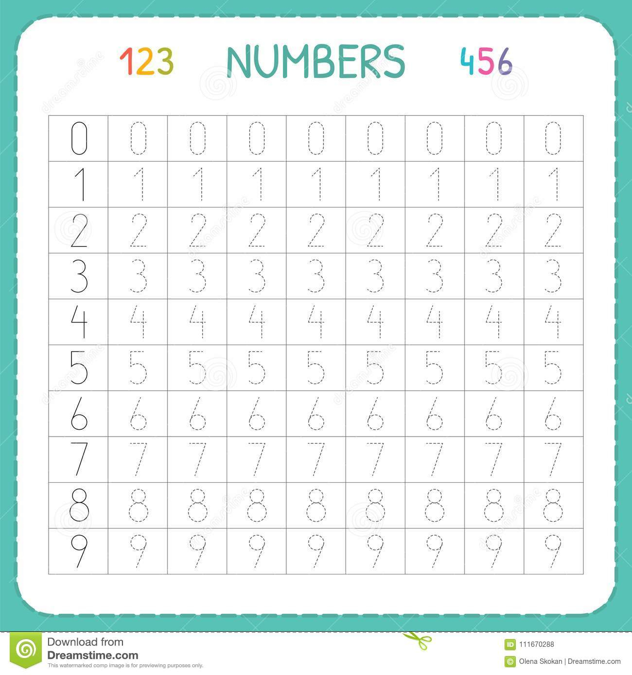 Numbers For Kids. Worksheet For Kindergarten And Preschool