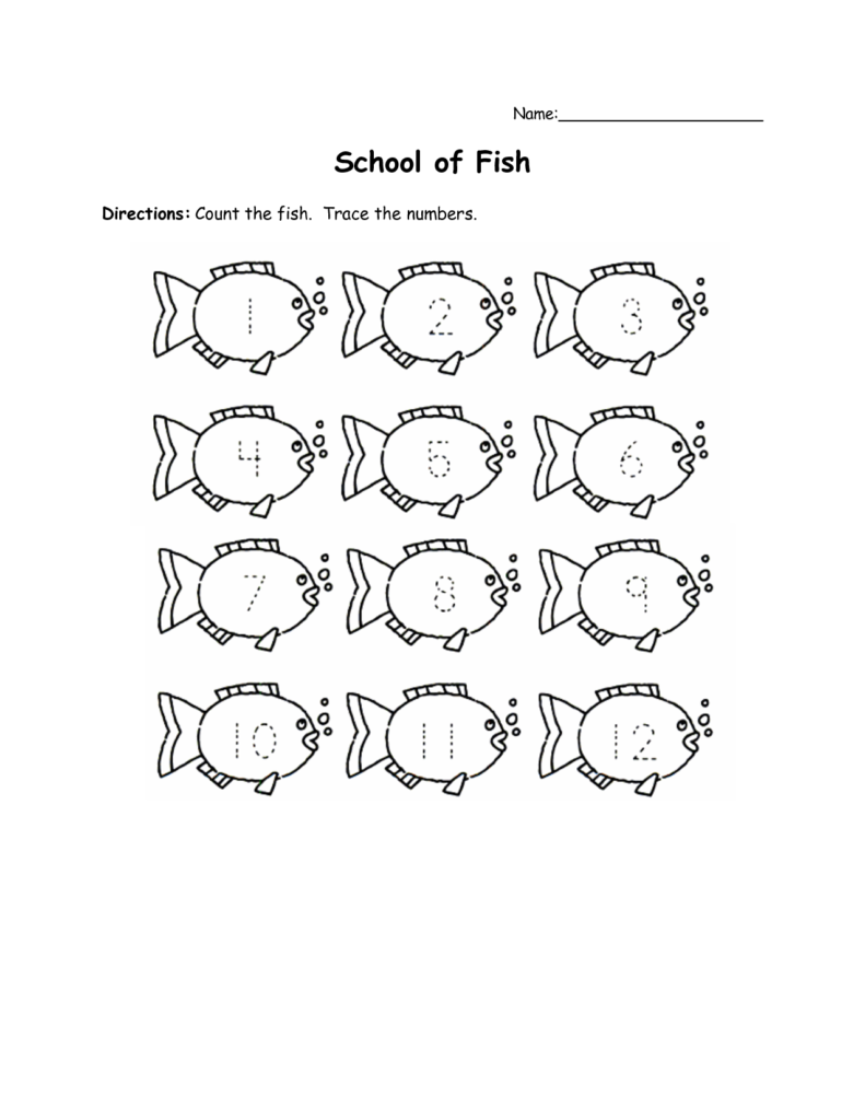 Numbers+1 12+Worksheets+For+Preschool | Trace Numbers 1 50