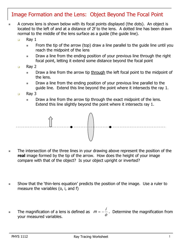 Optics Worksheet