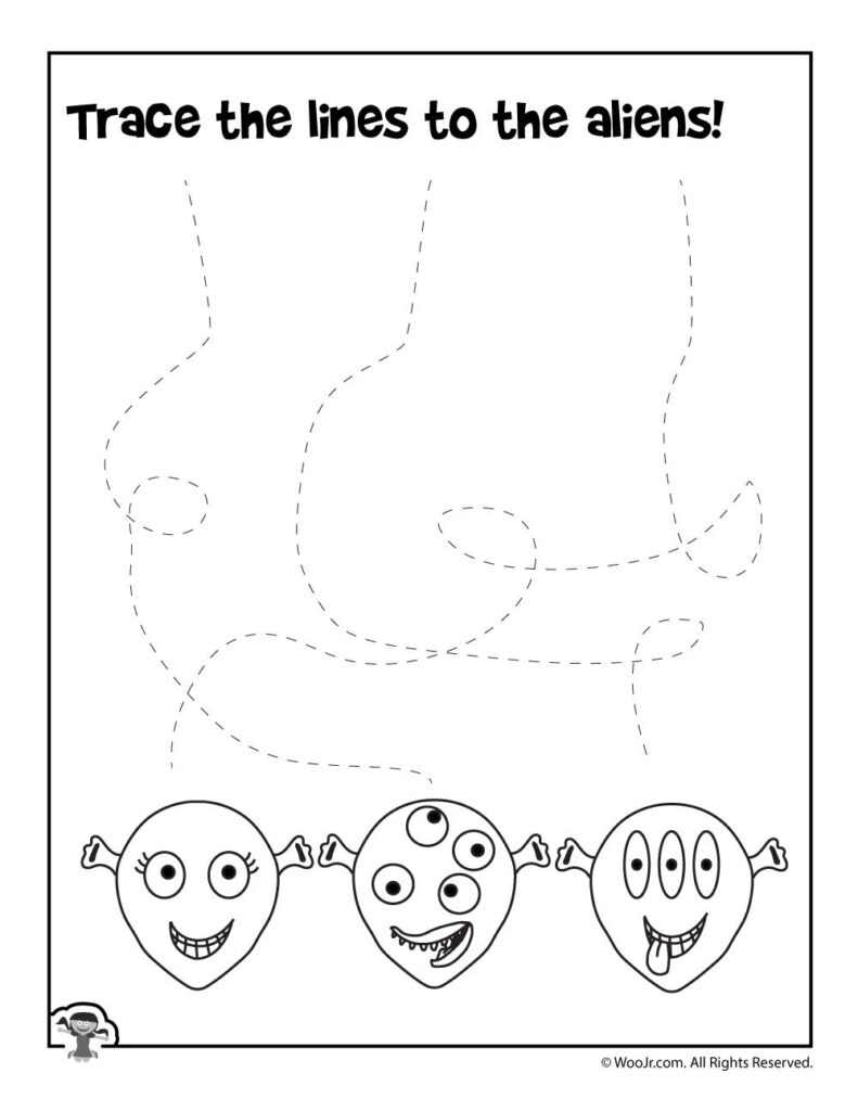 Outer Space Easy Line Tracing Activity | Woo! Jr. Kids