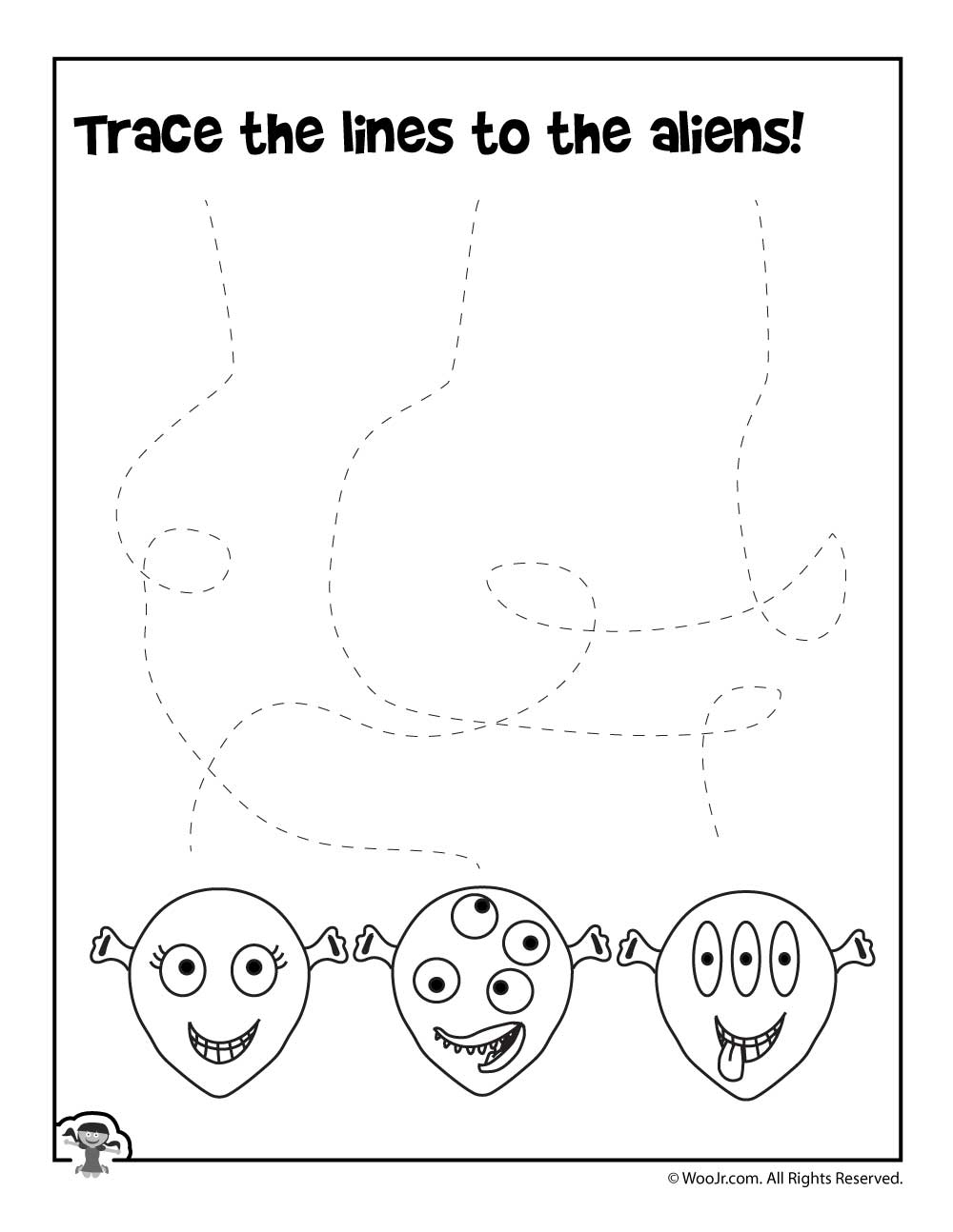 Outer Space Easy Line Tracing Activity | Woo! Jr. Kids