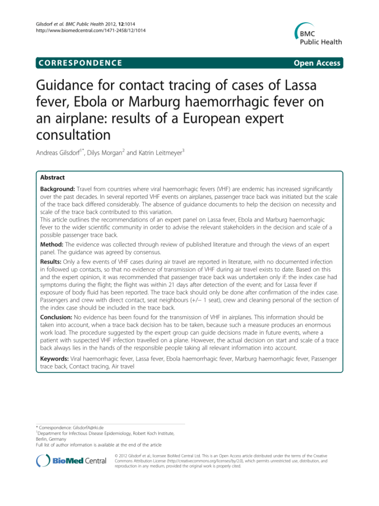 Pdf) Guidance For Contact Tracing Of Cases Of Lassa Fever