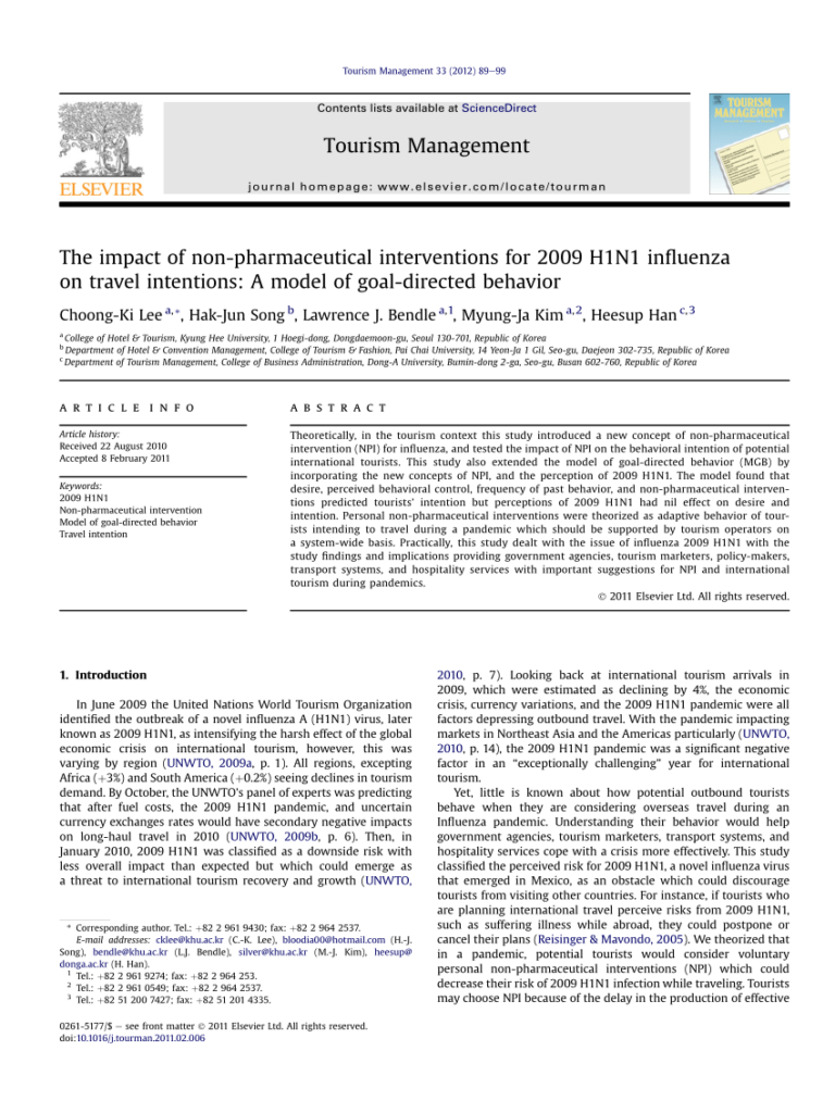 Pdf) The Impact Of Non Pharmaceutical Interventions For 2009