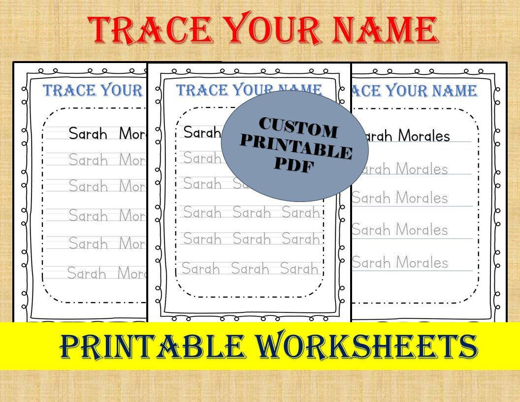 Personalized Trace Your Name Worksheets / Custom Name with Name Tracing Personalized