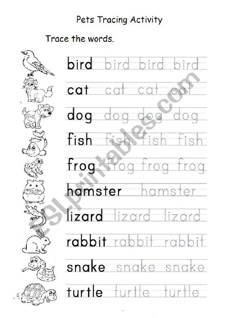 Pets Tracing Activity   Esl Worksheetnesmecik