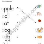 Phonics Matching Versions In Color And Grayscale Esl Pertaining To Alphabet Worksheets Matching