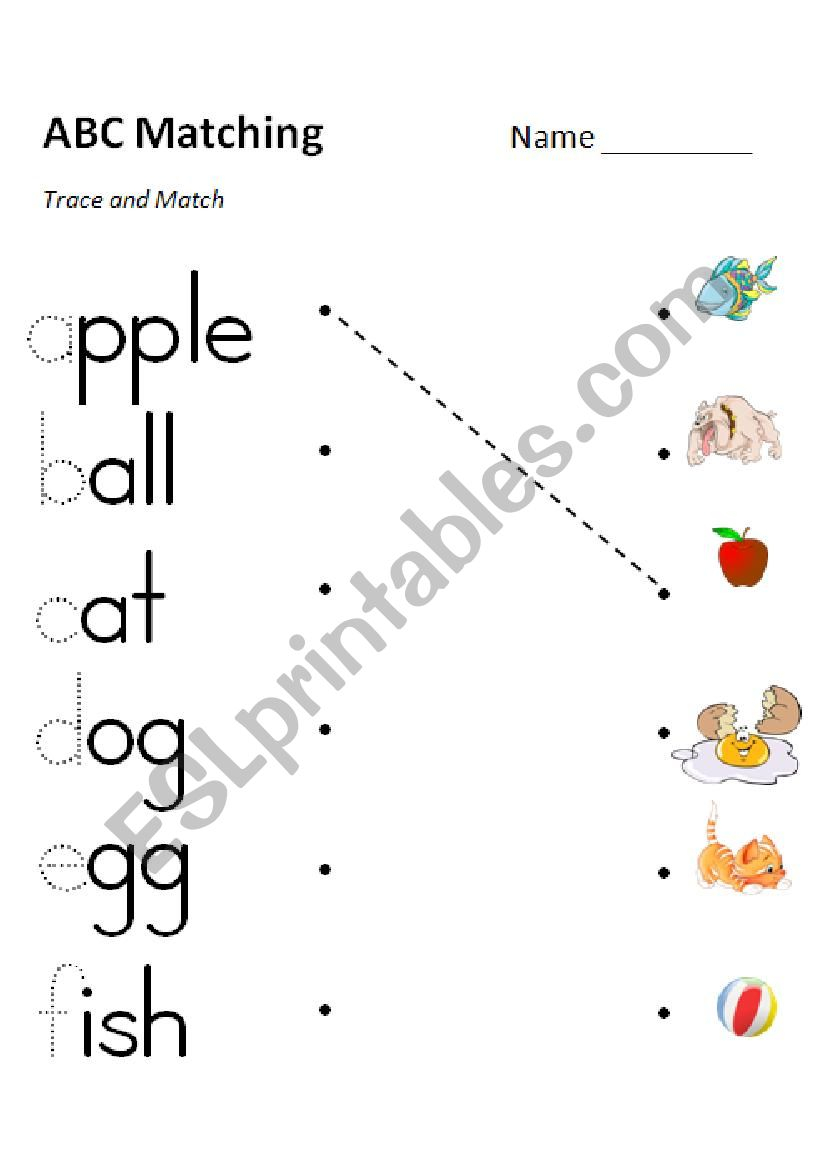 Phonics Matching Versions In Color And Grayscale Esl pertaining to ...