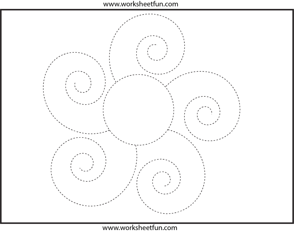 Picture Tracing – Flower – Spiral Tracing – 1 Worksheet