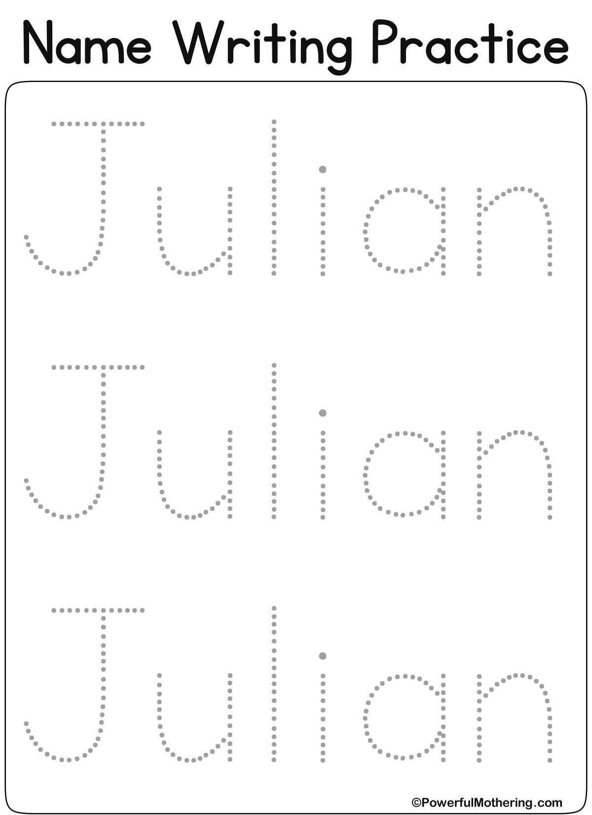 Pinanna Kucharska On Name Writing Practice | Name throughout Julian Name Tracing